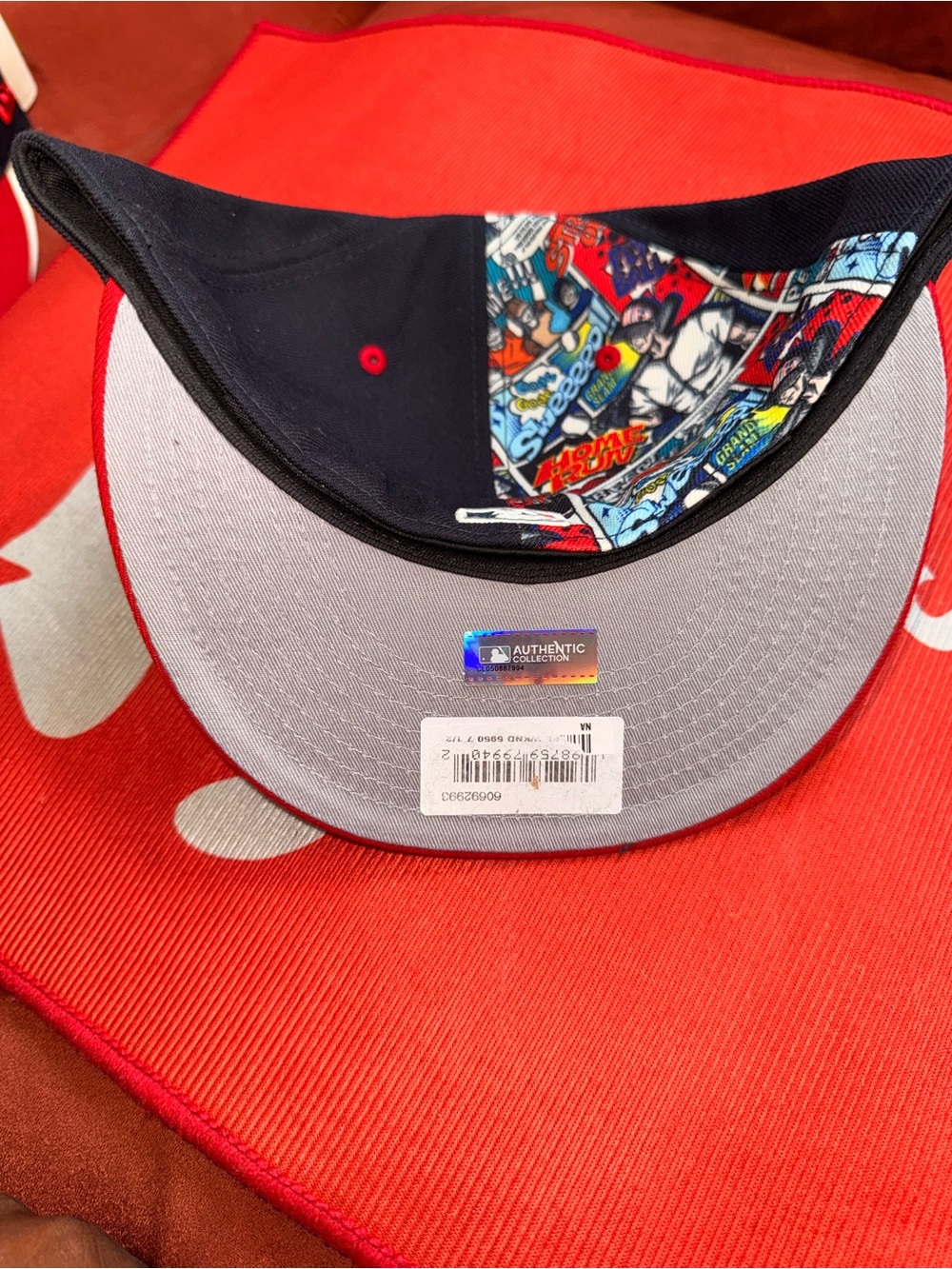 New Era Boston Red Sox Red and Navy Comic Panel 59FIFTY Fitted Hat - Picture 8 of 9